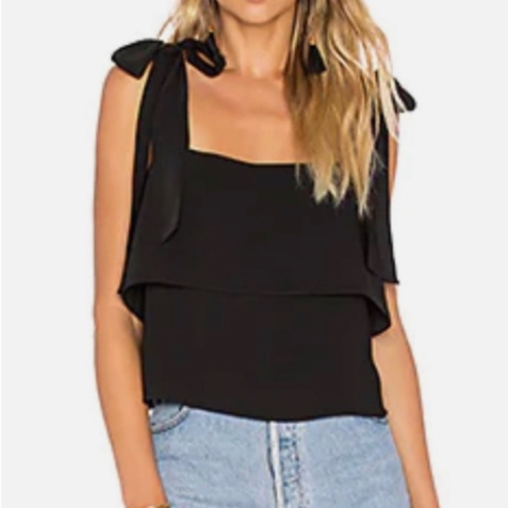 Amanda Uprichard Eli Tie Top in black